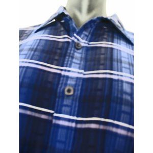 Men's Large KAD Clothing Co Plaid Shirt Vtg Button Up Blue/Black